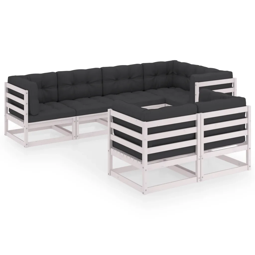 Set Salotto Giardino 7 pz Cuscini Antracite Legno Massello Pino 3076695