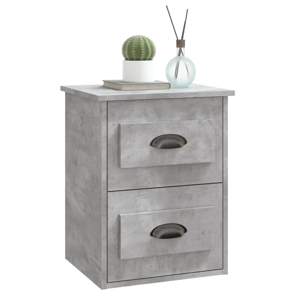 Set di 2 Comodini | Armadio da Notte | Mobiletto da notte a Parete Grigio Cemento 41,5x36x53 cm