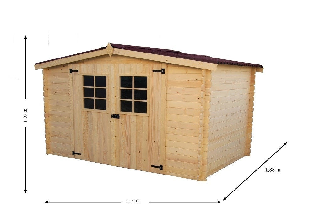 CASETTA FORESTA MOD. ALPINA IN LEGNO MASSELLO AD INCASTRO 20 MM 300X185 SENZA PAVIMENTO