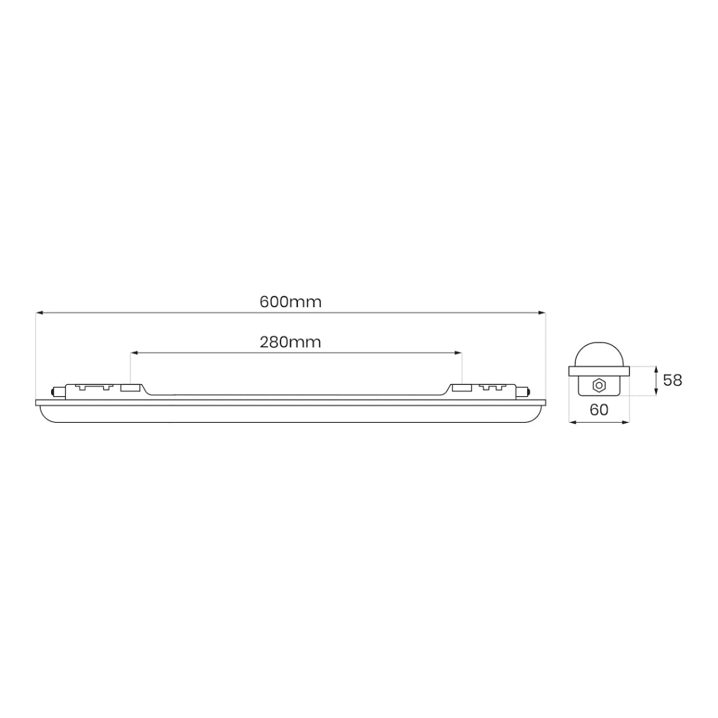 Plafoniera LED ermetica lineare 60cm 18W 4000K IP65 Gin