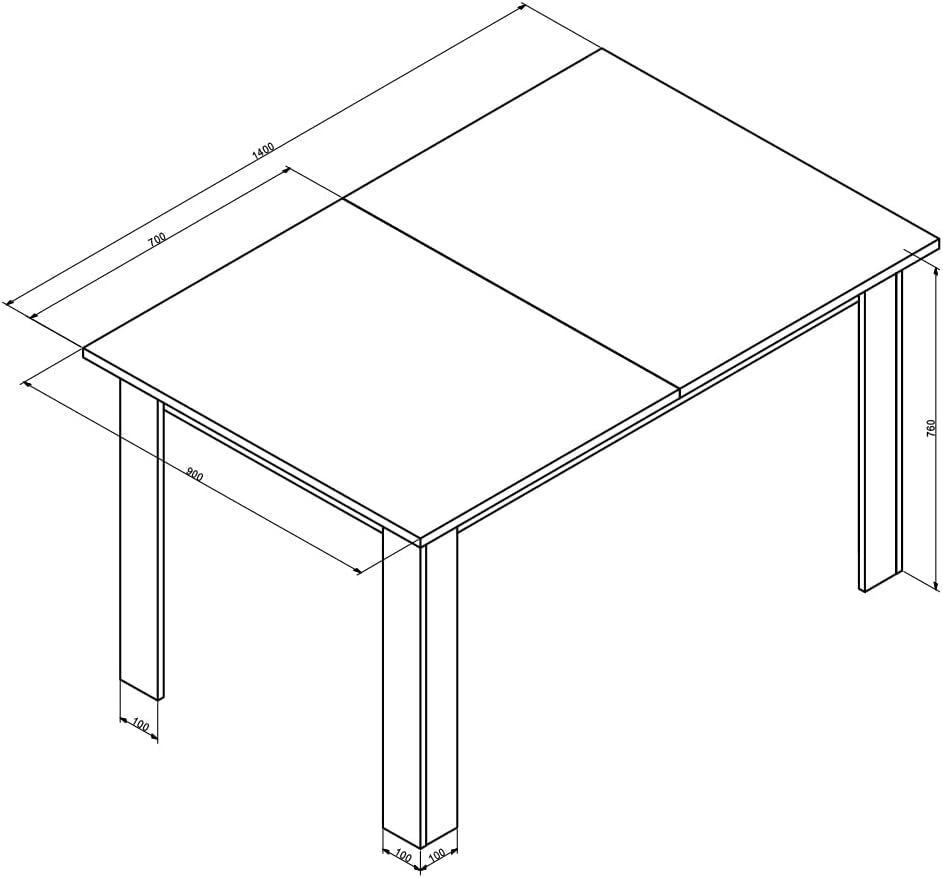 Tavolo da pranzo Karlos, Noce, 140 x 90 cm, per l'utilizzo come tavolo da pranzo fisso in soggiorno o sala da pranzo