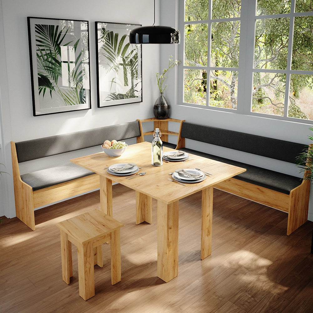 Vicco Gruppo panca ad angolo Quercia dorata 210 x 41.5 cm con tavolo