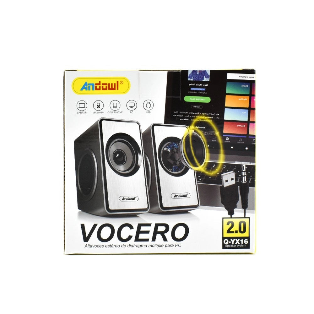 Trade Shop - Mini Altoparlanti Per Computer 2.0 Cablati Con Potenza 3w Jack 3,5 Mm/usb Q-yx16 -