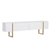 Porta TV in legno "Onera" - 180 x 30 x 50 cm - Bianco / Oro