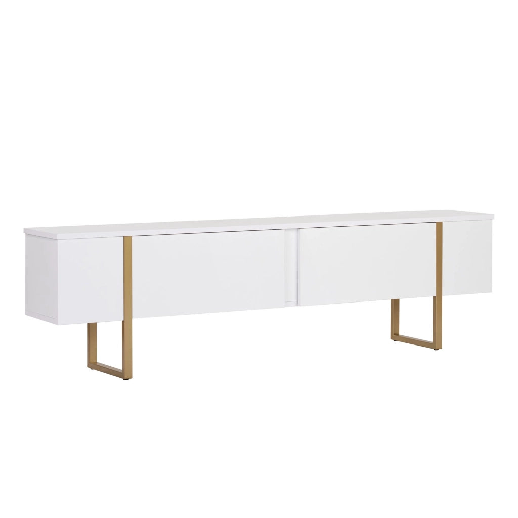 Porta TV in legno "Onera" - 180 x 30 x 50 cm - Bianco / Oro