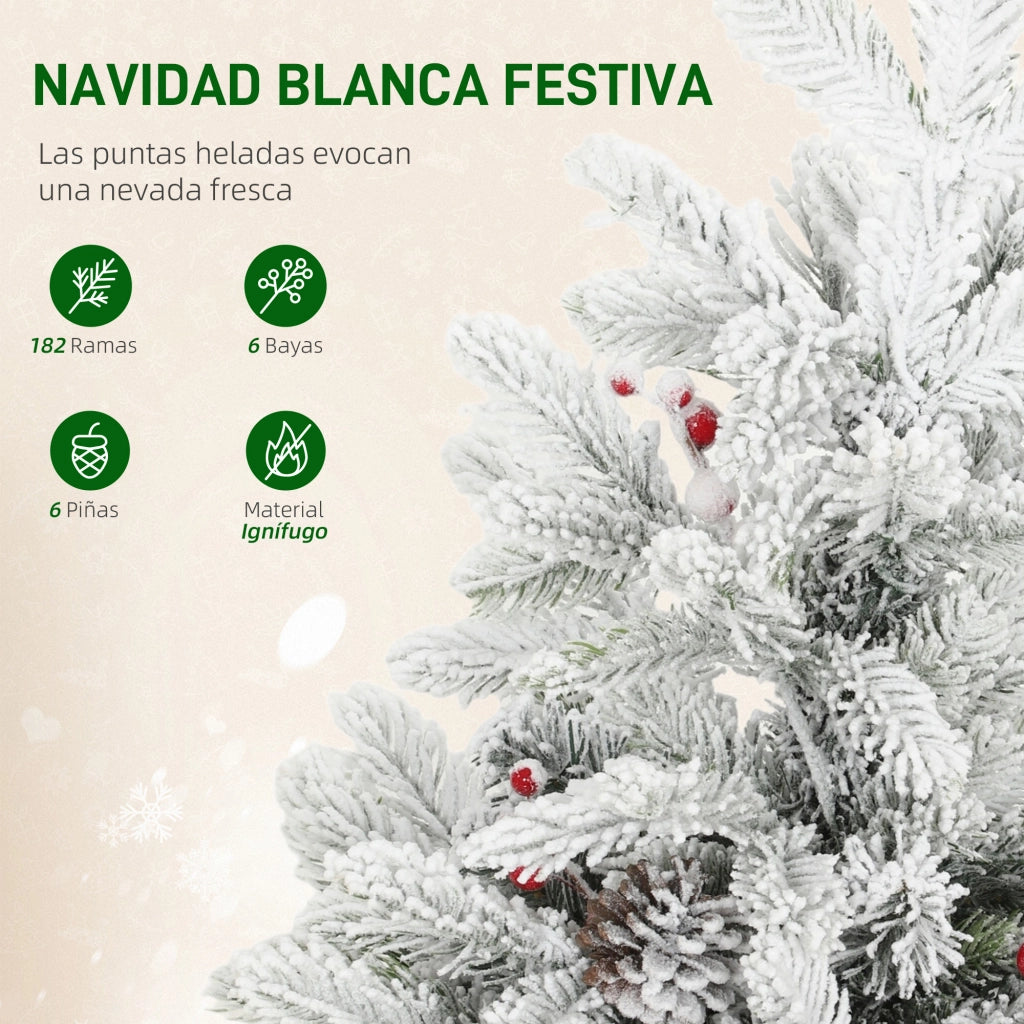Albero di Natale Artificiale 60 cm con Luci LED e Neve ¨C zephmum ¨C Verde