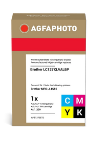 ORIGINAL Agfa Photo Multipack nero / ciano / magenta / giallo APB127SETD LC127XLBK,C,M,Y ~4800 Seiten Agfa Photo LC127XLVALBP