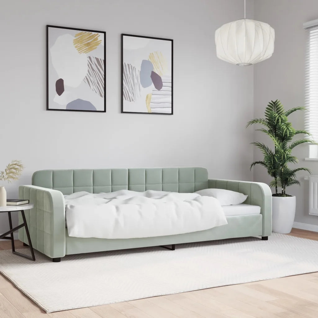 Letto da Giorno Grigio Chiaro 90x190 cm in Vellutocod mxl 105798