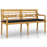 Panca da Giardino | Panchina Batavia con Cuscino Nero 150 cm Legno Massello Teak