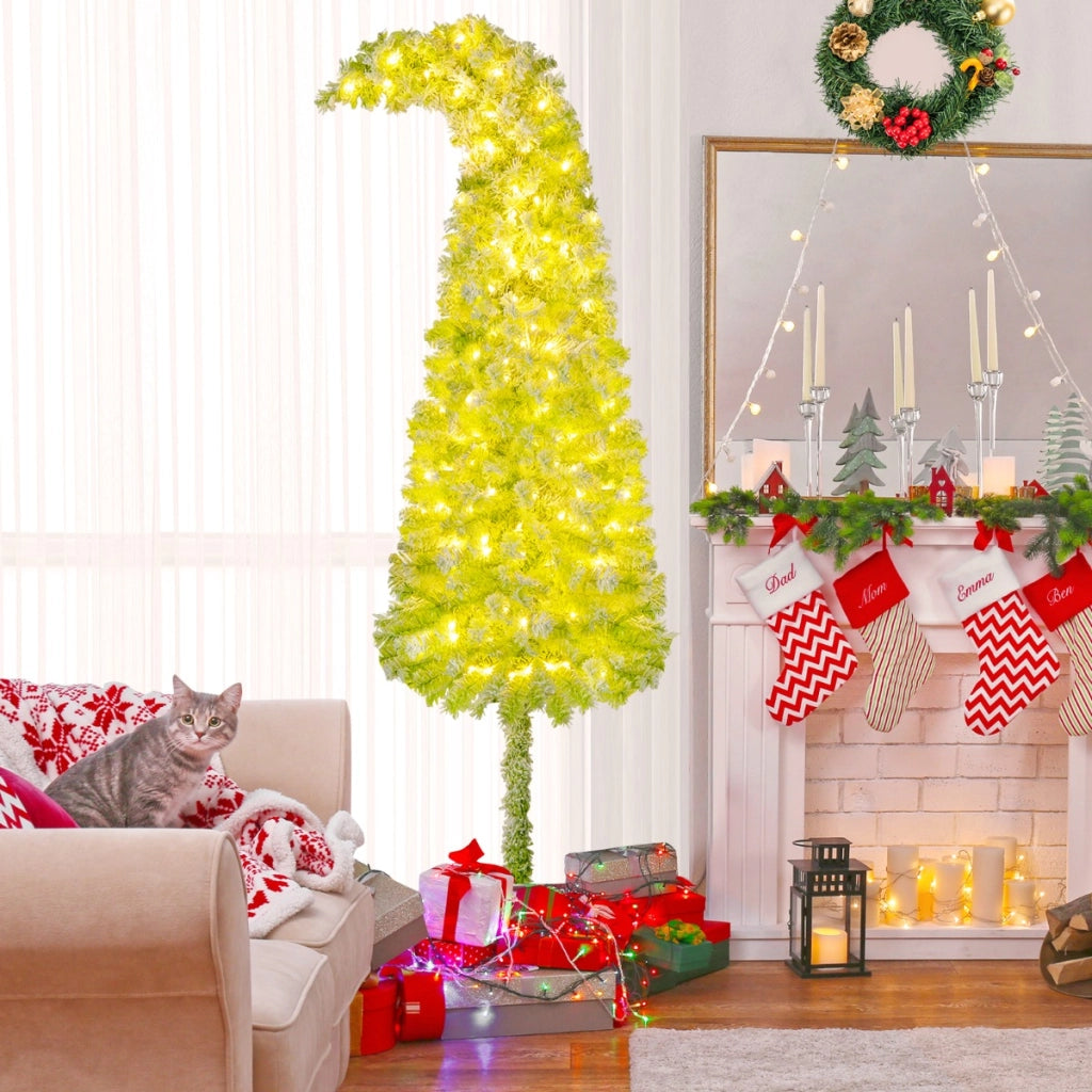 Albero festivo artificiale pre-illuminato con punta flessibile 366 punte di ramo, Albero di natale da 210 CM Verde-Alberi di Natale