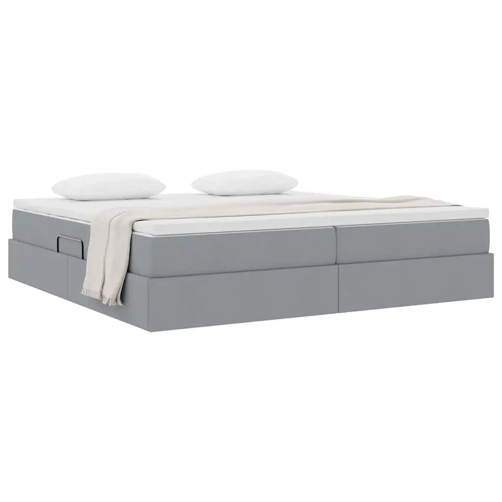 Letto con contenitore e materasso Grigio chiaro 200 x 200 cm