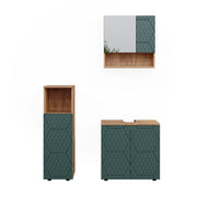 Vicco Set mobili bagno Quercia verde/oro 3 parti
