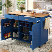 CARRELLO DA CUCINA 102x45x92 cm Blu in MDF e metallo