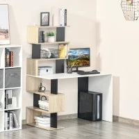 Scrivania con Libreria per Camera, Scrivania Ufficio, Scrivania Porta PC in Legno Multicolore, 120x60x148cm