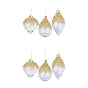 Pendagli di Natale in Vetro Iridescente e Brillantini Oro Alisia
