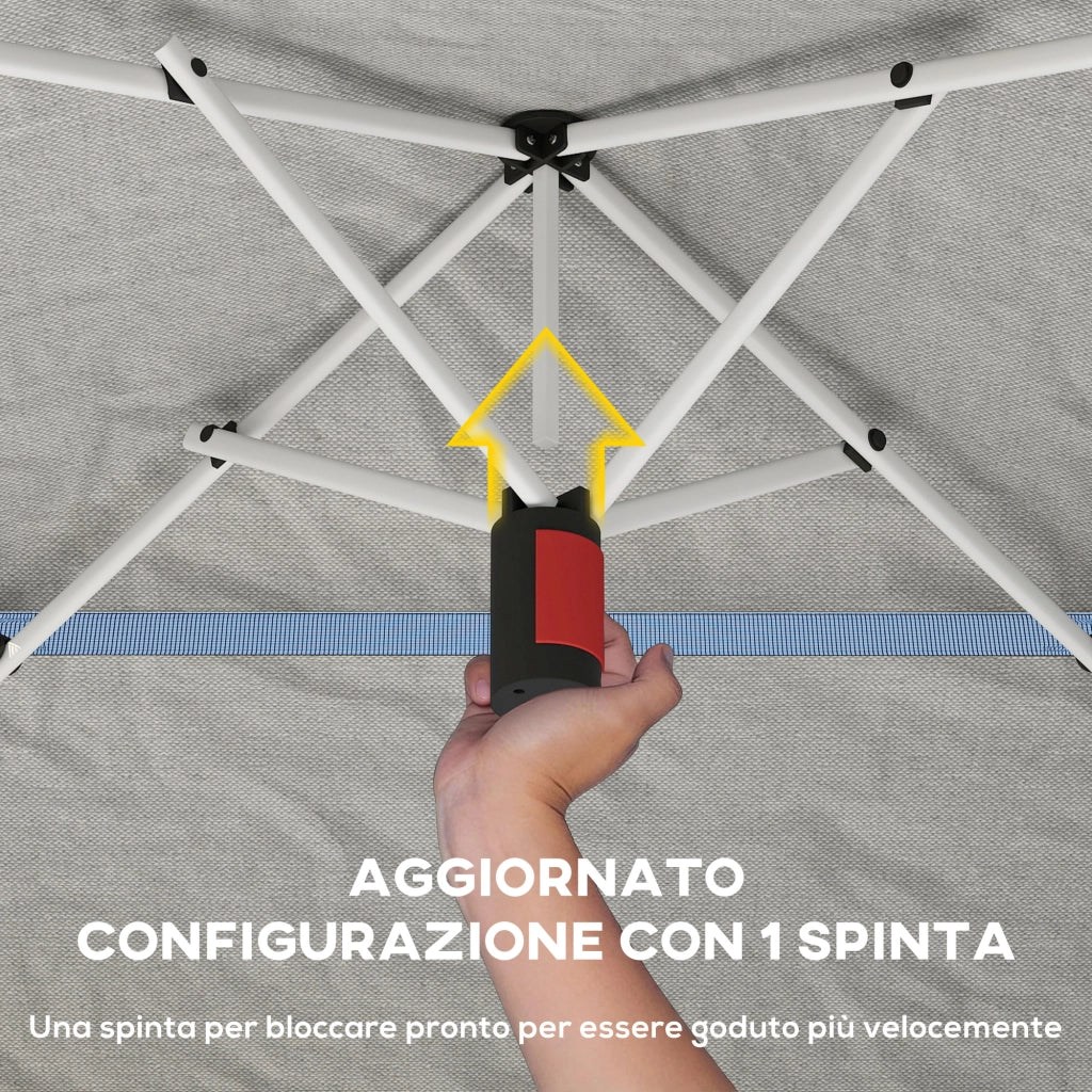 Gazebo Pop Up Pieghevole 3.5x3.5 m con Doppio Tetto e Borsa, in Metallo e Tessuto Oxford, Grigio Scuro