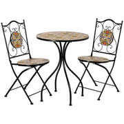 Set tavolo e 2 sedie in metallo, 60x60x75h cm, 38x46x90h cm