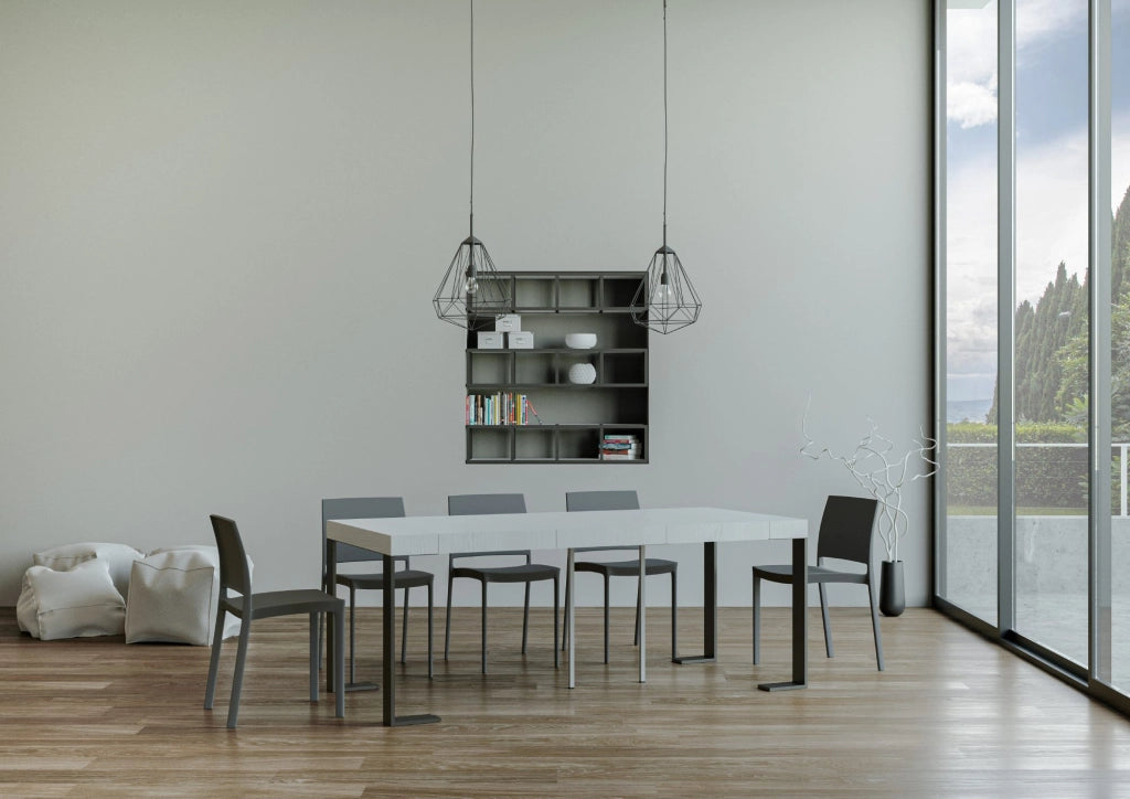 Consolle allungabile 90x40/300 cm Tekno Premium Bianco Frassino telaio Antracite