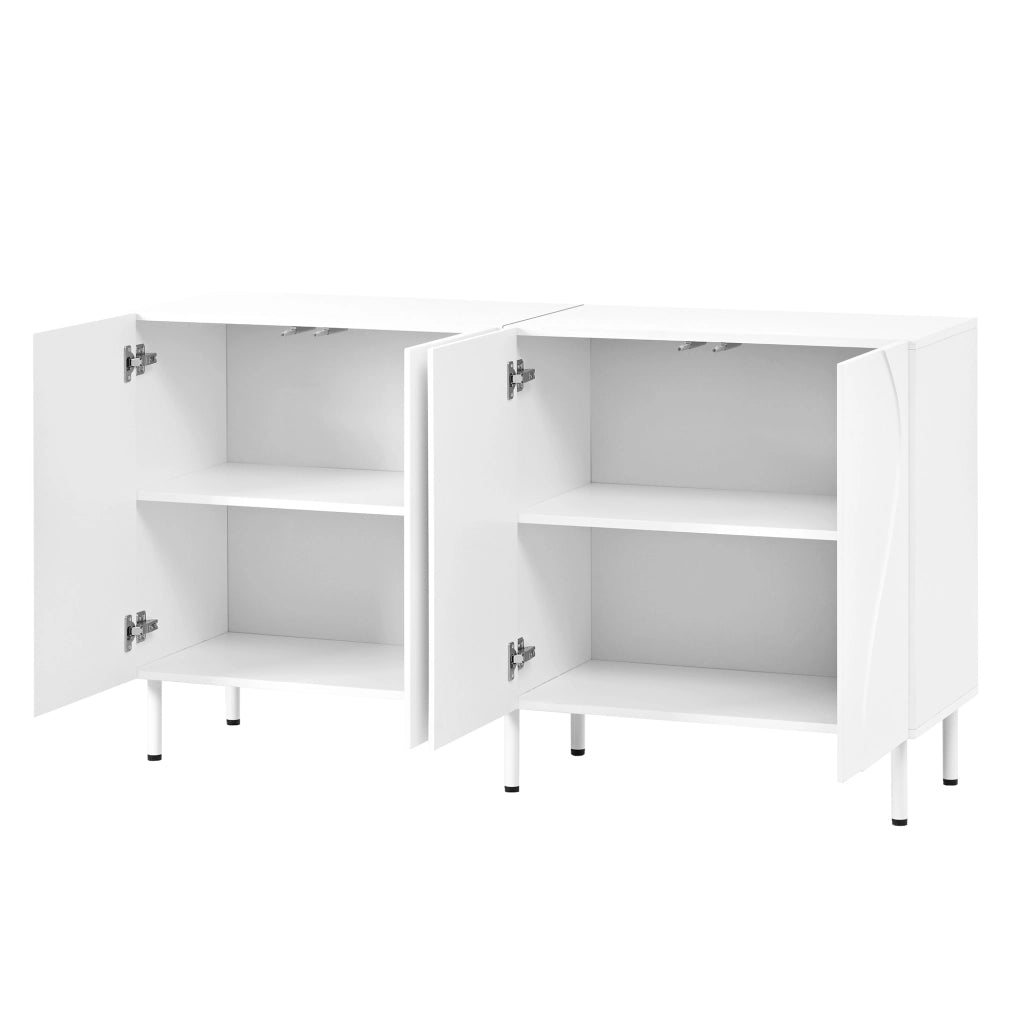 Credenza con 4 ante; push-to-open - per soggiorno - 140×40×77.5 cm - bianco