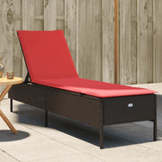 Lettino prendisole con Cuscino in Polyrattan Marrone 4002726