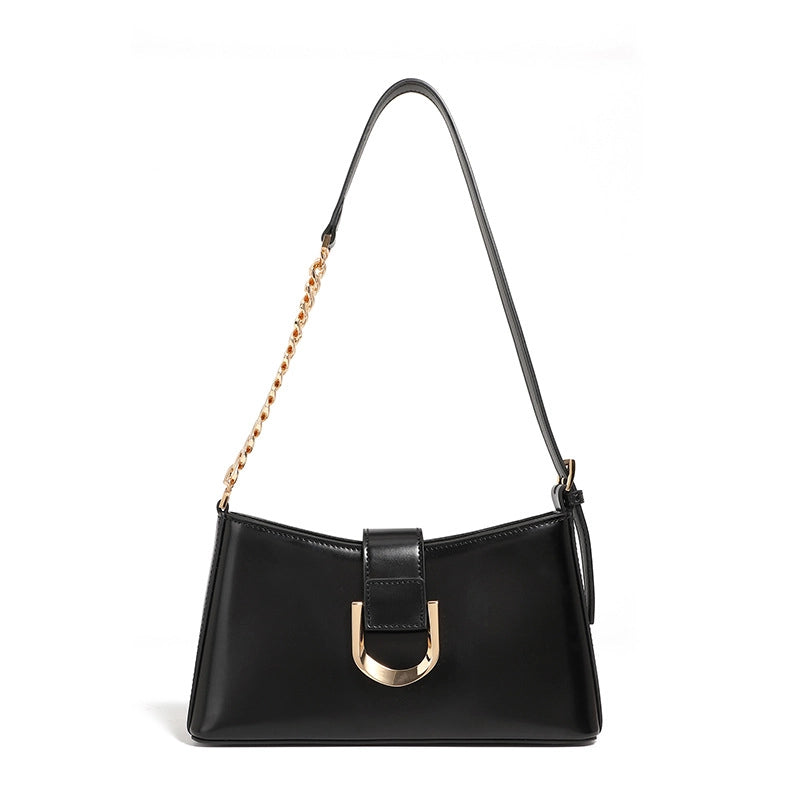 Borsa a tracolla da donna in vera pelle nera