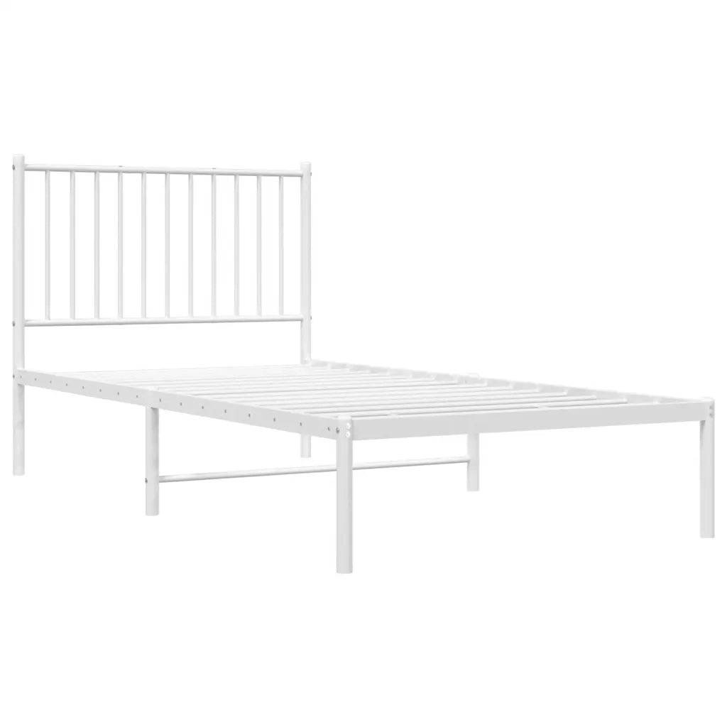 Giroletto con Testiera-Struttura Letto con testiera Metallo Bianco 90x190 cm 206396