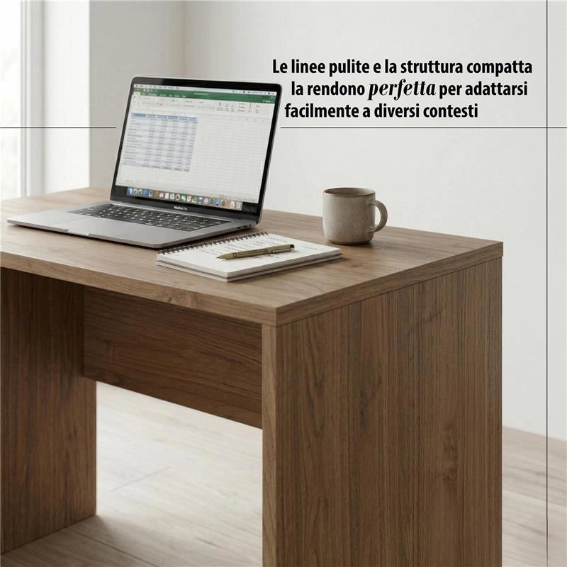 SCRIVANIA RETTANGOLARE MODERNA PER CAMERA DIMENSIONI 76X120X69 CM, COLORE NOCE