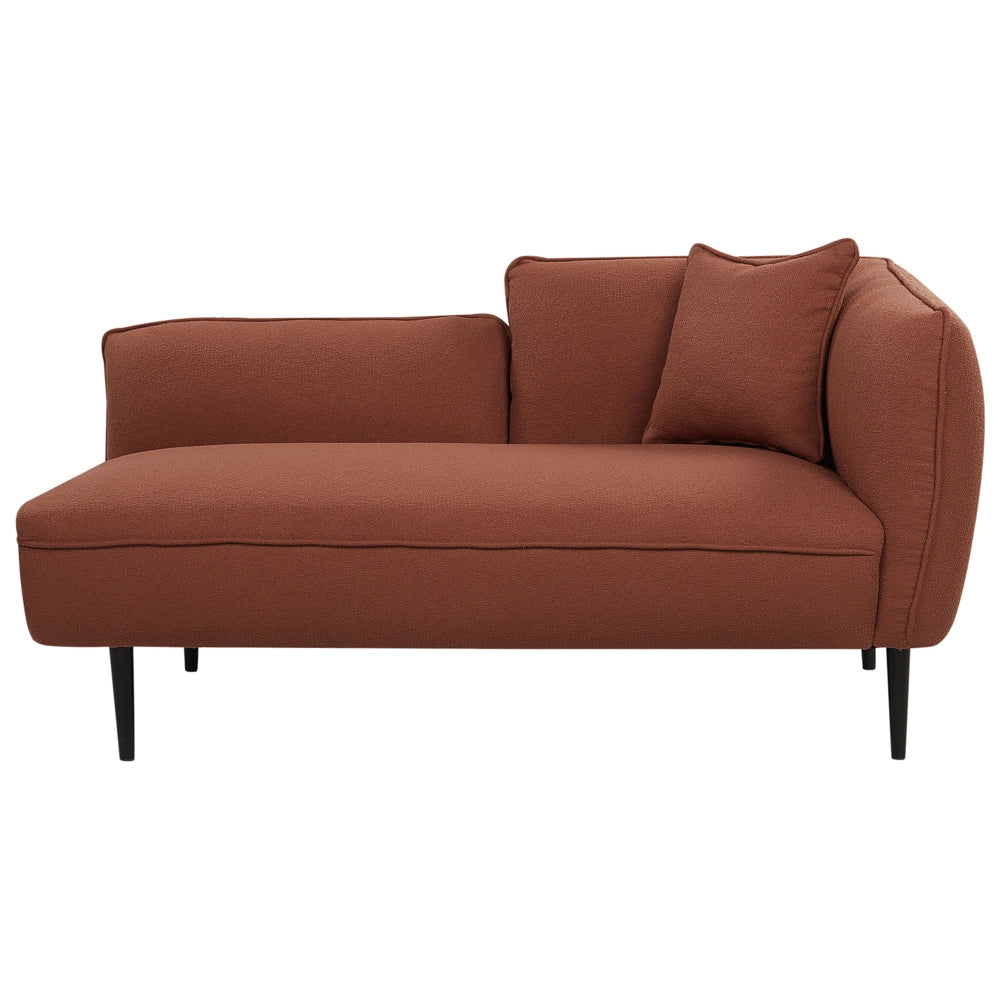 Chaise longue Destra in poliestere rosso con cuscino e gambe metallo da salotto