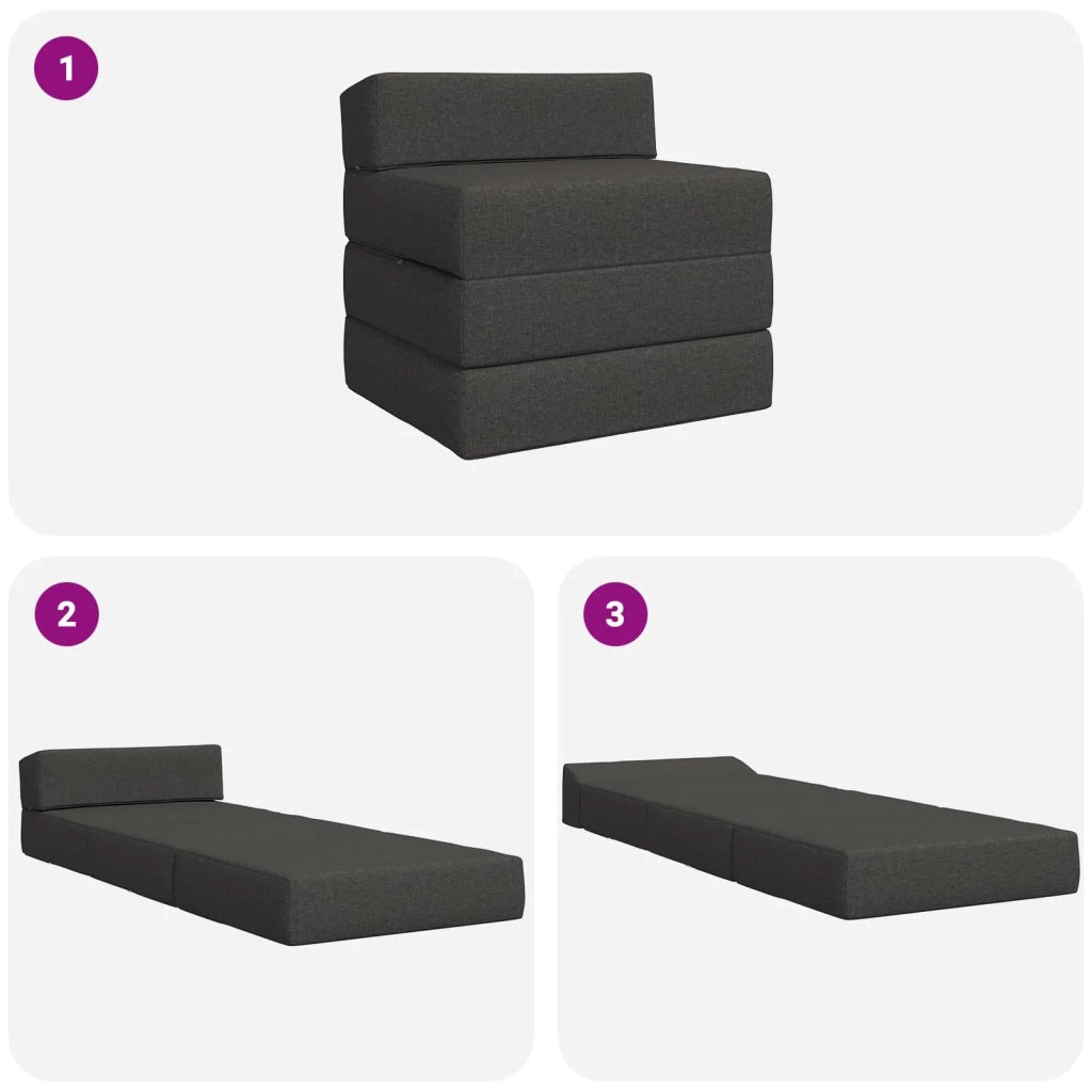 Divano Letto Pieghevole Grigio Scuro 200 x 70 x 15 cm Tessuto