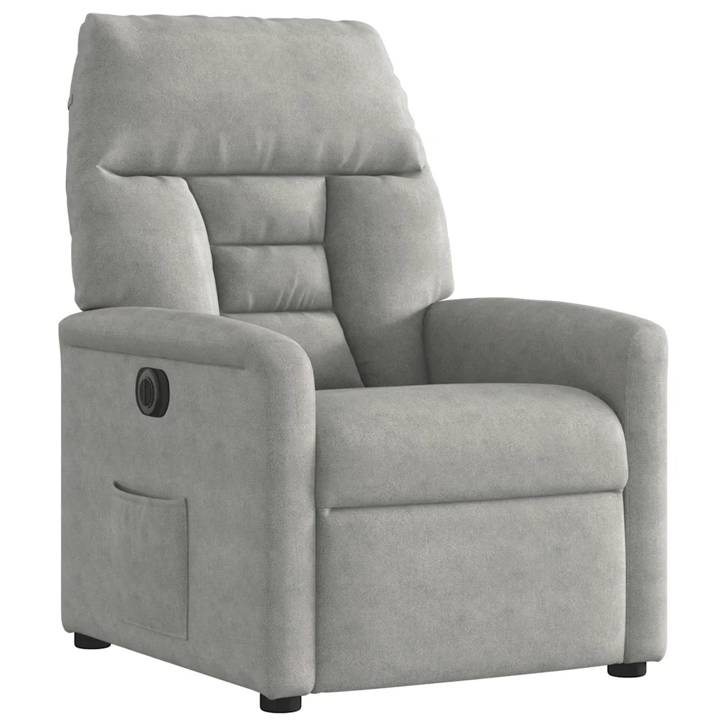 Poltrona Reclinabile Elettrica Grigio Chiaro Tessuto Microfibra 3303074