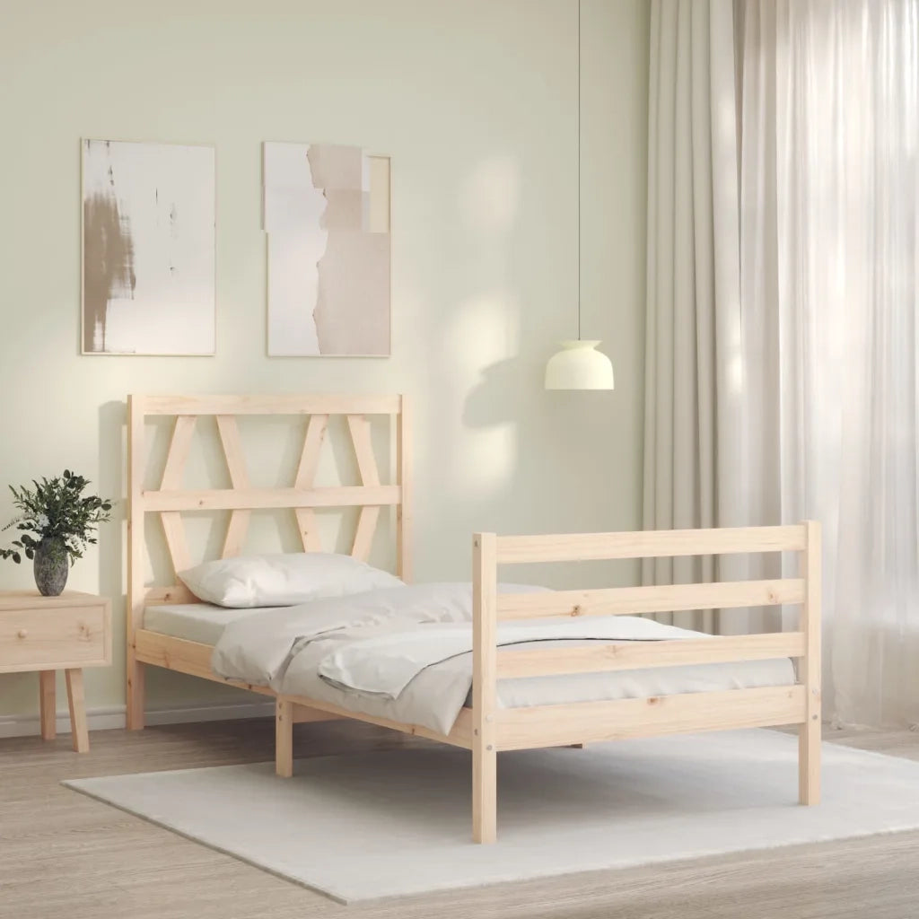 Giroletto con Testiera-Struttura Letto con testiera 90x200 cm in Legno Massello 747517