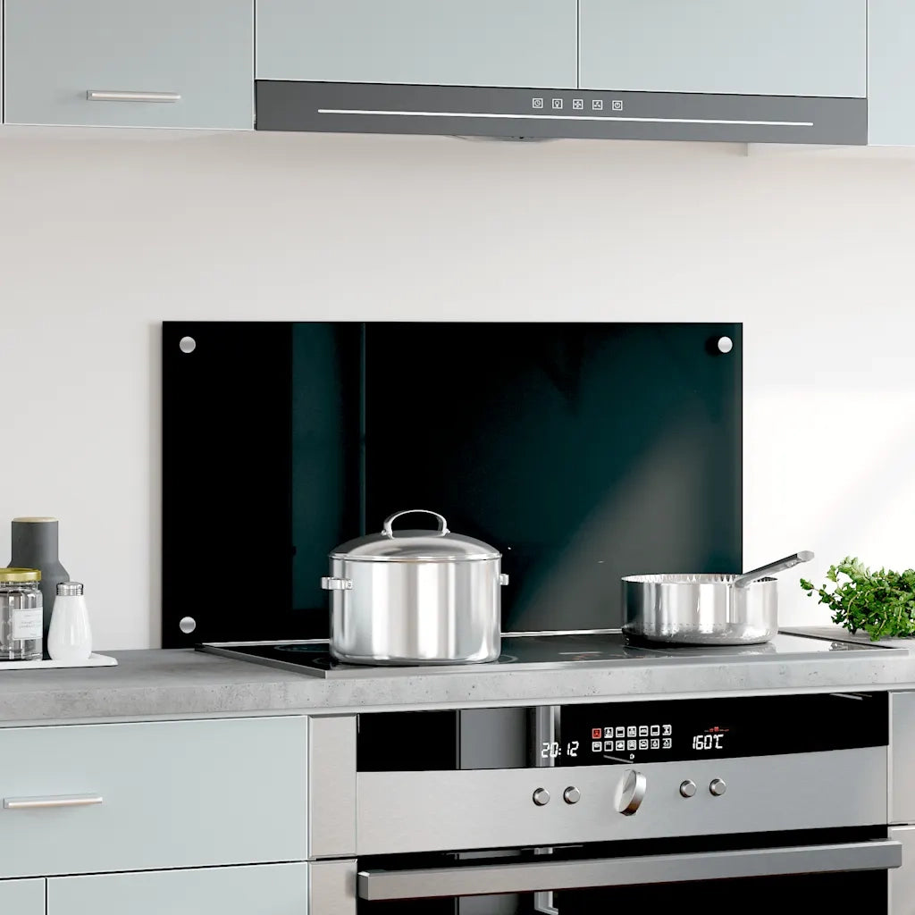 Paraschizzi per Cucina Nero 80x40 cm in Vetro Temperatocod mxl 97071