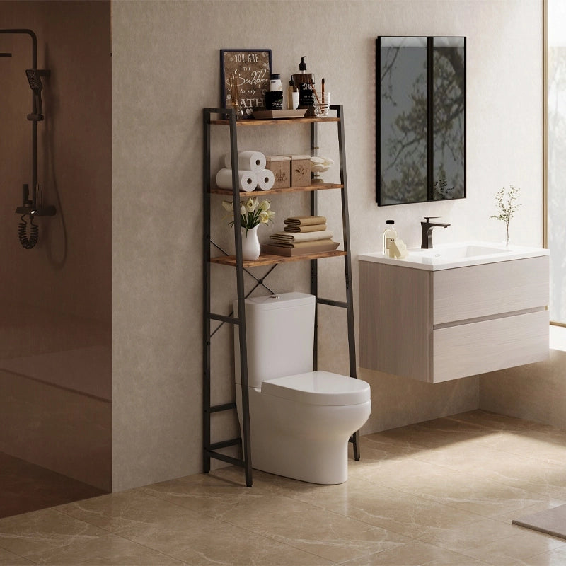 Mobile da bagno sopra il WC, lavatrice, scaffale, ripiano, stile rustico, marrone, loft, 64 cm