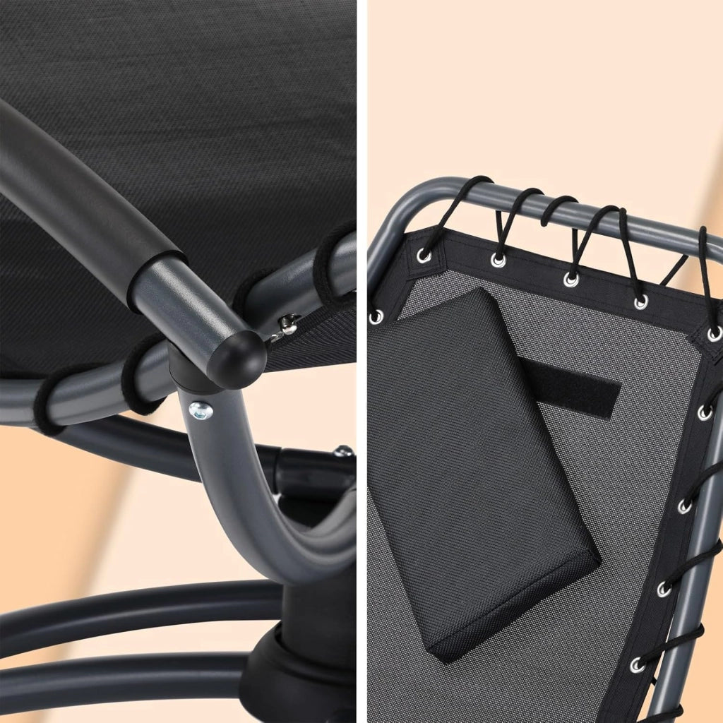 ® Sedia Relax Poltrona a Dondolo Sdraio Ergonomica Oscilla a 360° Incl. Poggiatesta Acciaio Salotto Esterno Interno Sedie Lettino Giardino