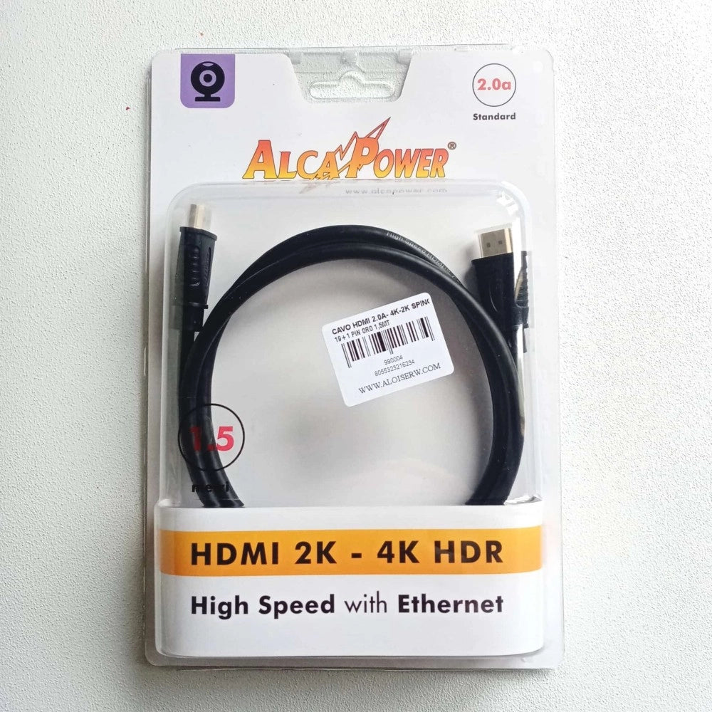Cavo 1,5 metri hdmi 2.0a 4k/2k spinotti da19+1 pin placcati oro