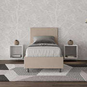Letto singolo con rete imbottito 80x200 similpelle tortora Adele