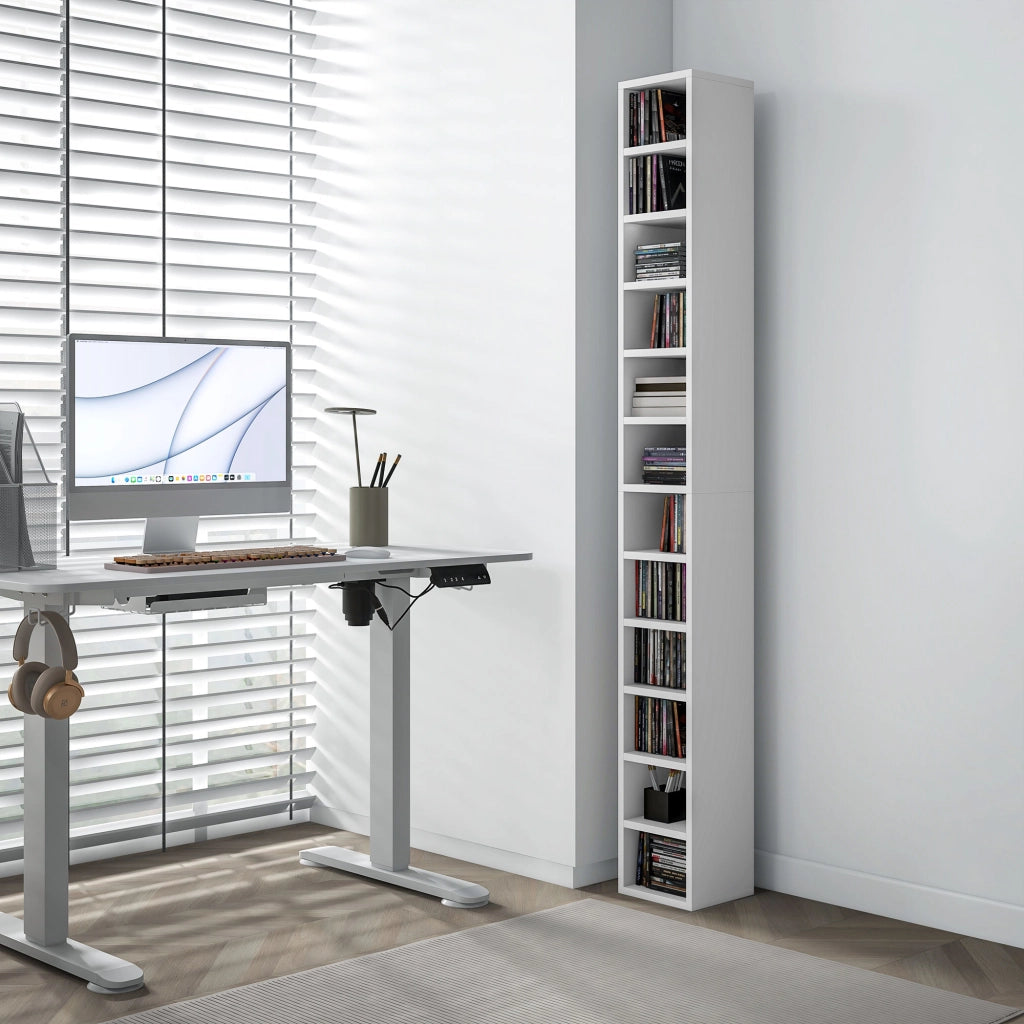 Cassettiera per CD e DVD con 12 compartimenti ¨C Minimal ¨C Bianco 21x20x175 cm