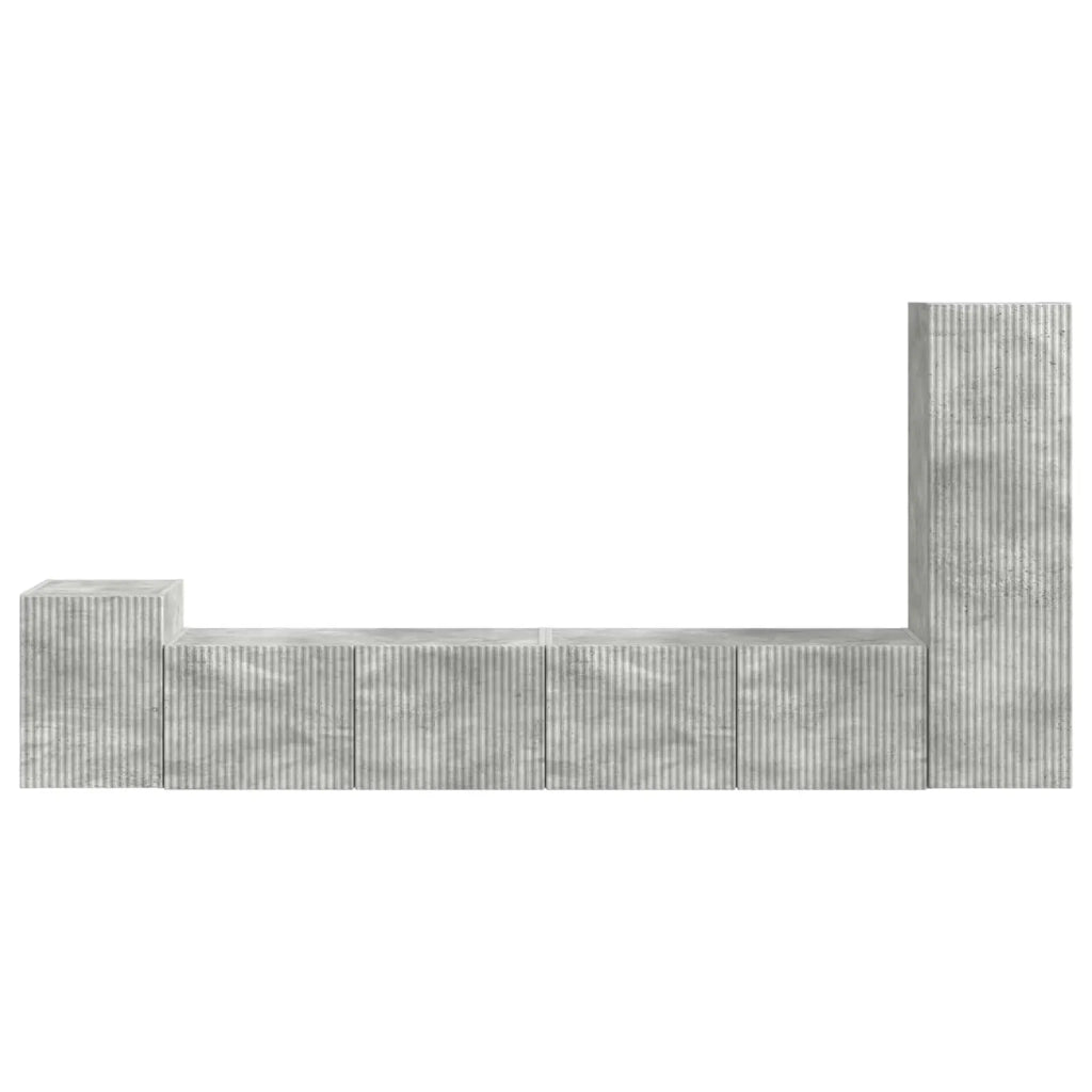 Set mobile TV 3 pz-Credenza per TV Grigio cemento Legno multistrato 985051