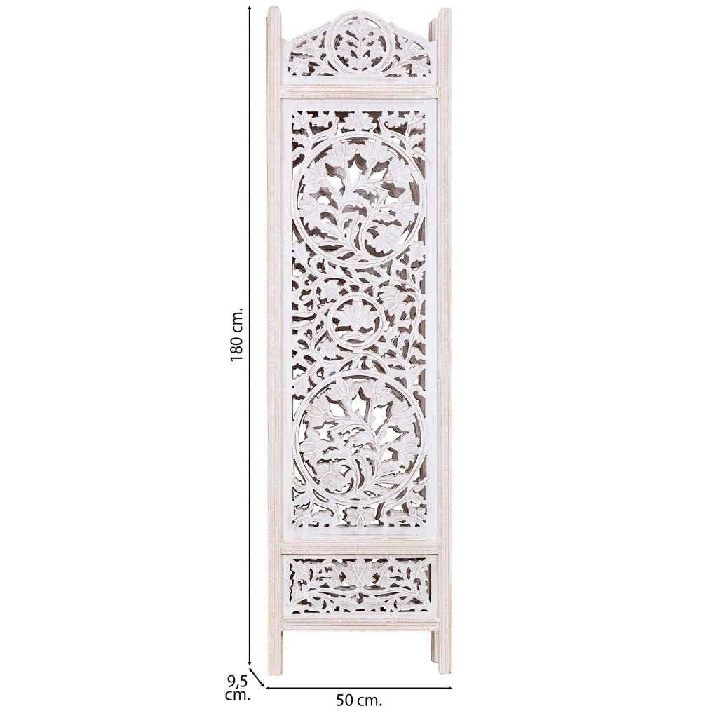 Paravento in legno intagliato a mano 50(x4) x 3 x 183h cm