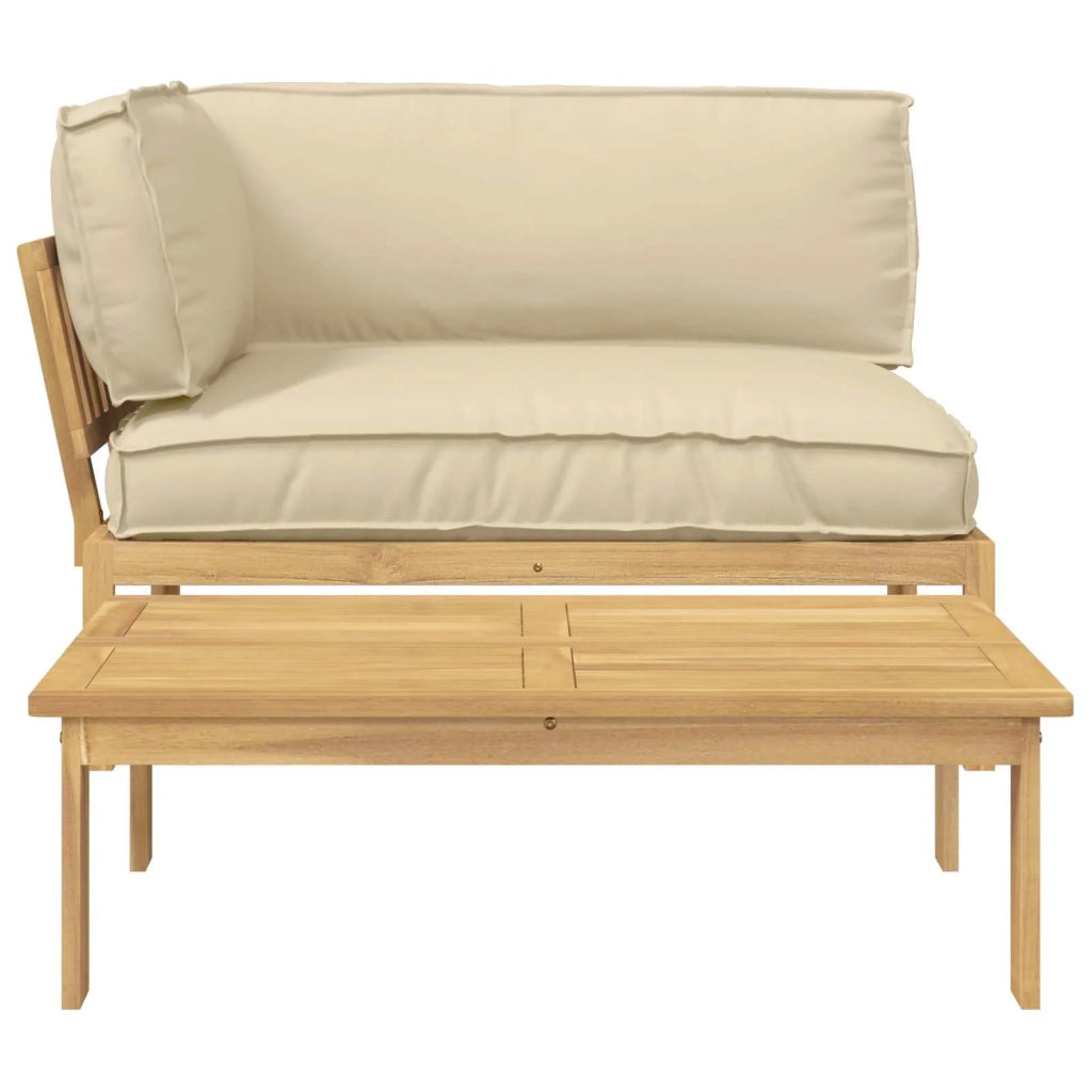 Set di divani con cuscino 2 pcs Beige Legno di Acacia Massello 3418189