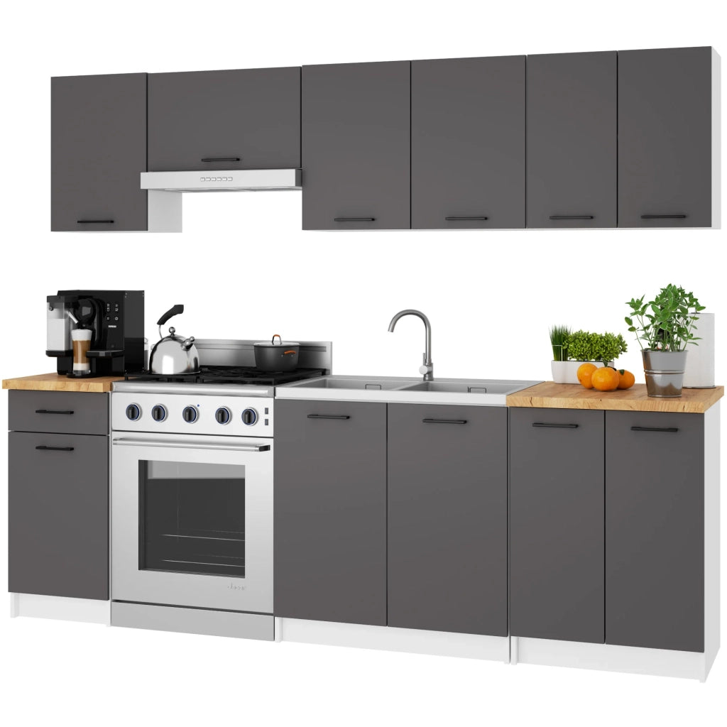 Mobile da cucina pensile sistema AKORD OLIWIA 30 cm H720 Bianco inserto frontale Cemento Grigio Graphite 1 anta 30x30x72 cm