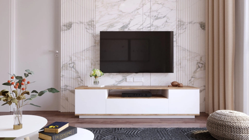 Mobile TV in legno "FR7" - 180 x 44 x 44 cm - Pino atlantico bianco