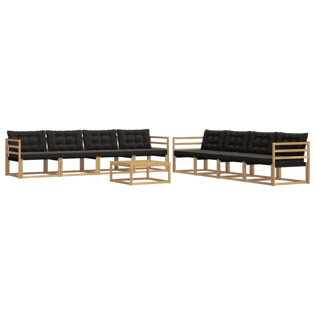 Set di divani da esterno 9 pcs Bianco e Nero 79 x 79 x 37 cm