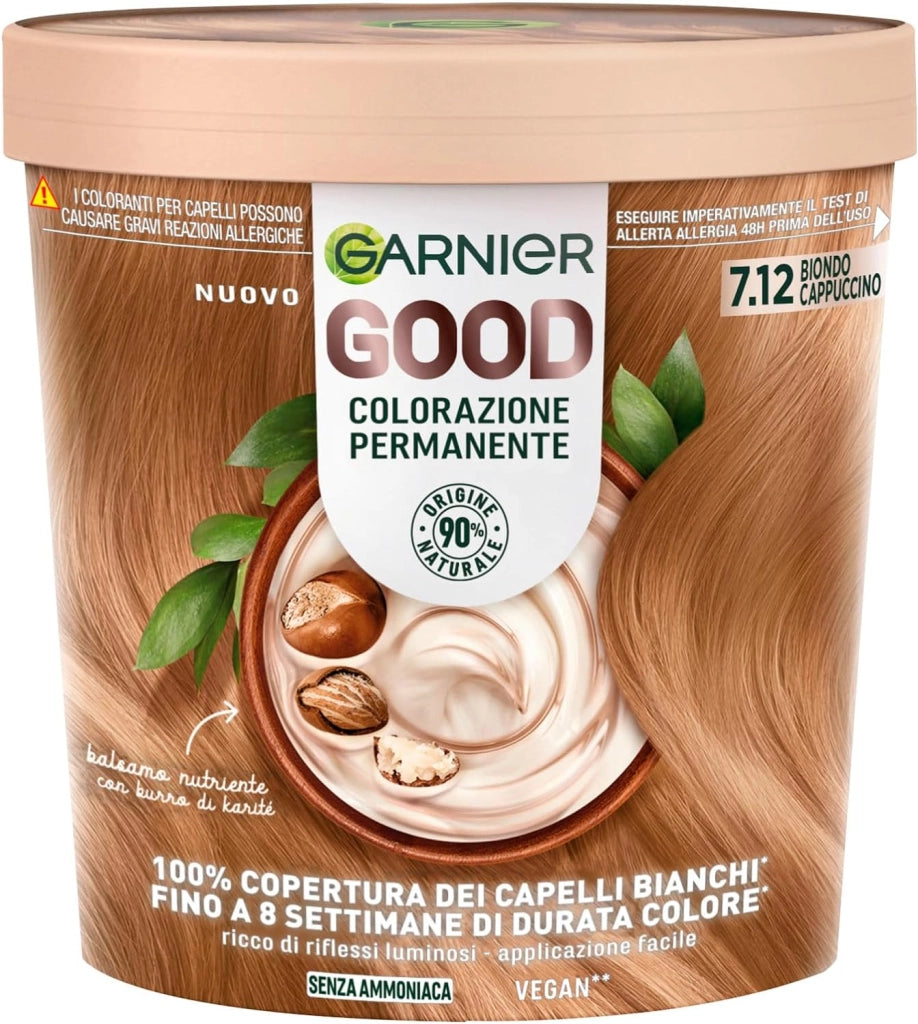 GARNIER GOOD TINTA CAPELLI 7.12 BIONDO CAPPUCCINO COLORAZIONE PERMANENTE SENZA AMMONIACA 90% NATURALE