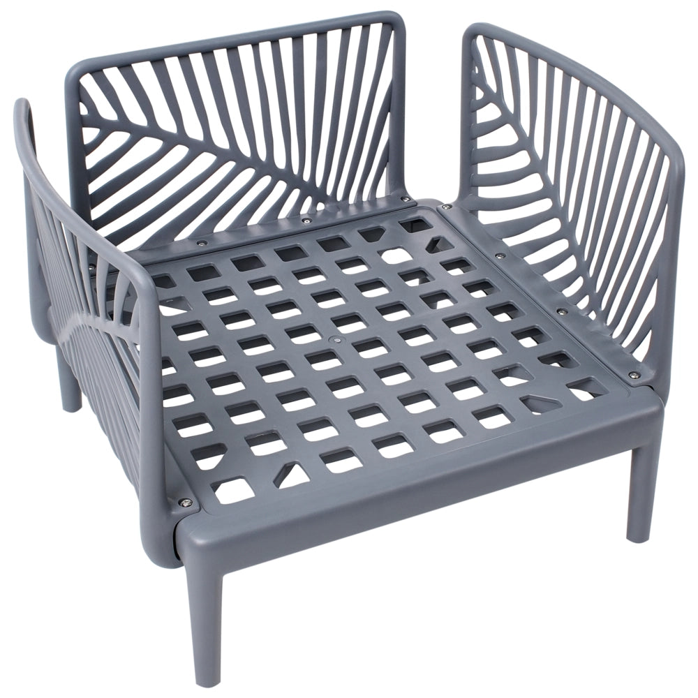 Poltrona da giardino grigia con struttura sintetica sedia da esterno con cuscini stile moderno