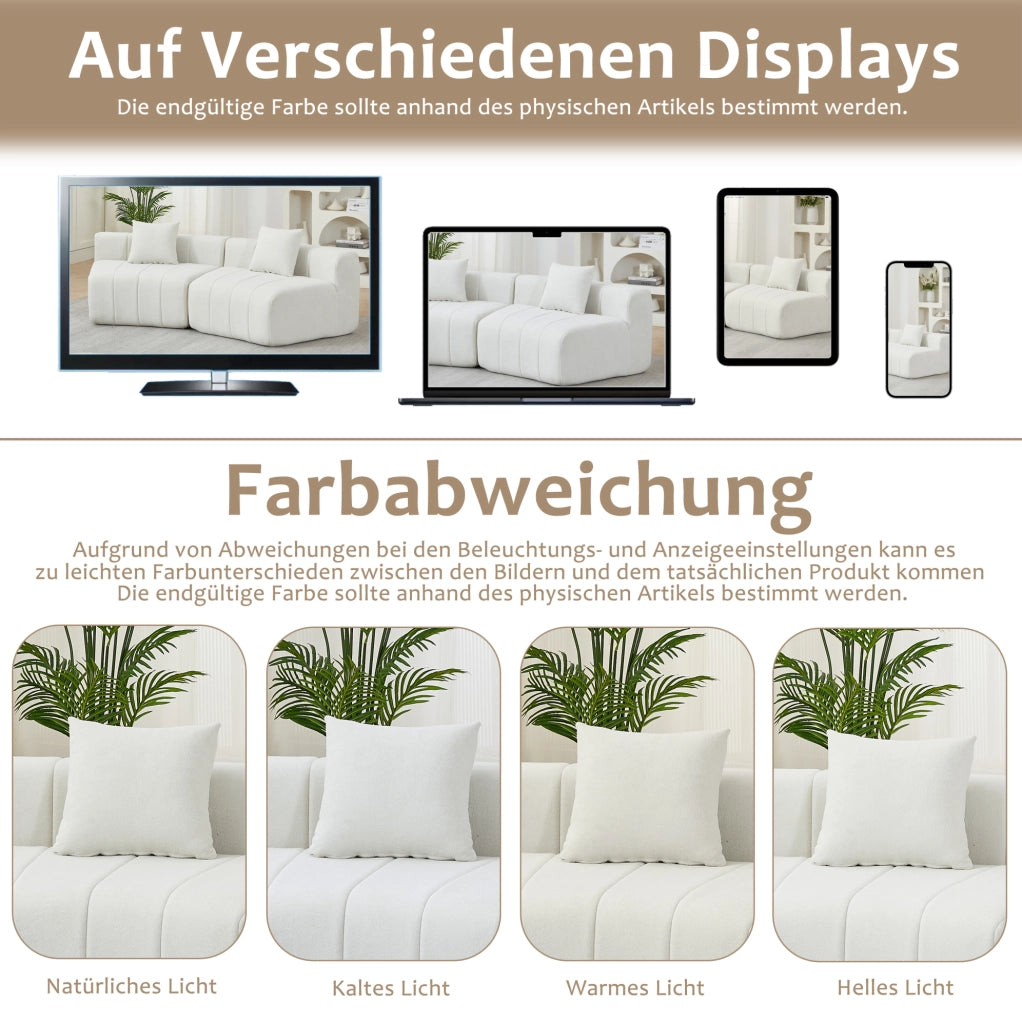 Divano modulare semicircolare a 6 posti in ciniglia beige