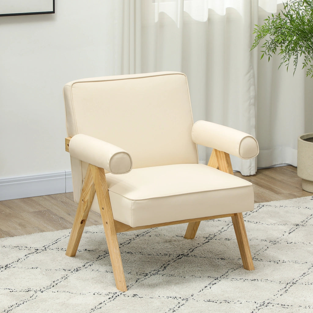 Poltrona ¨C Zephmum ¨C Crema, similpelle, legno