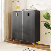 Credenza 83x35x101 cm con cassetti e ante; pannello truciolare; nero