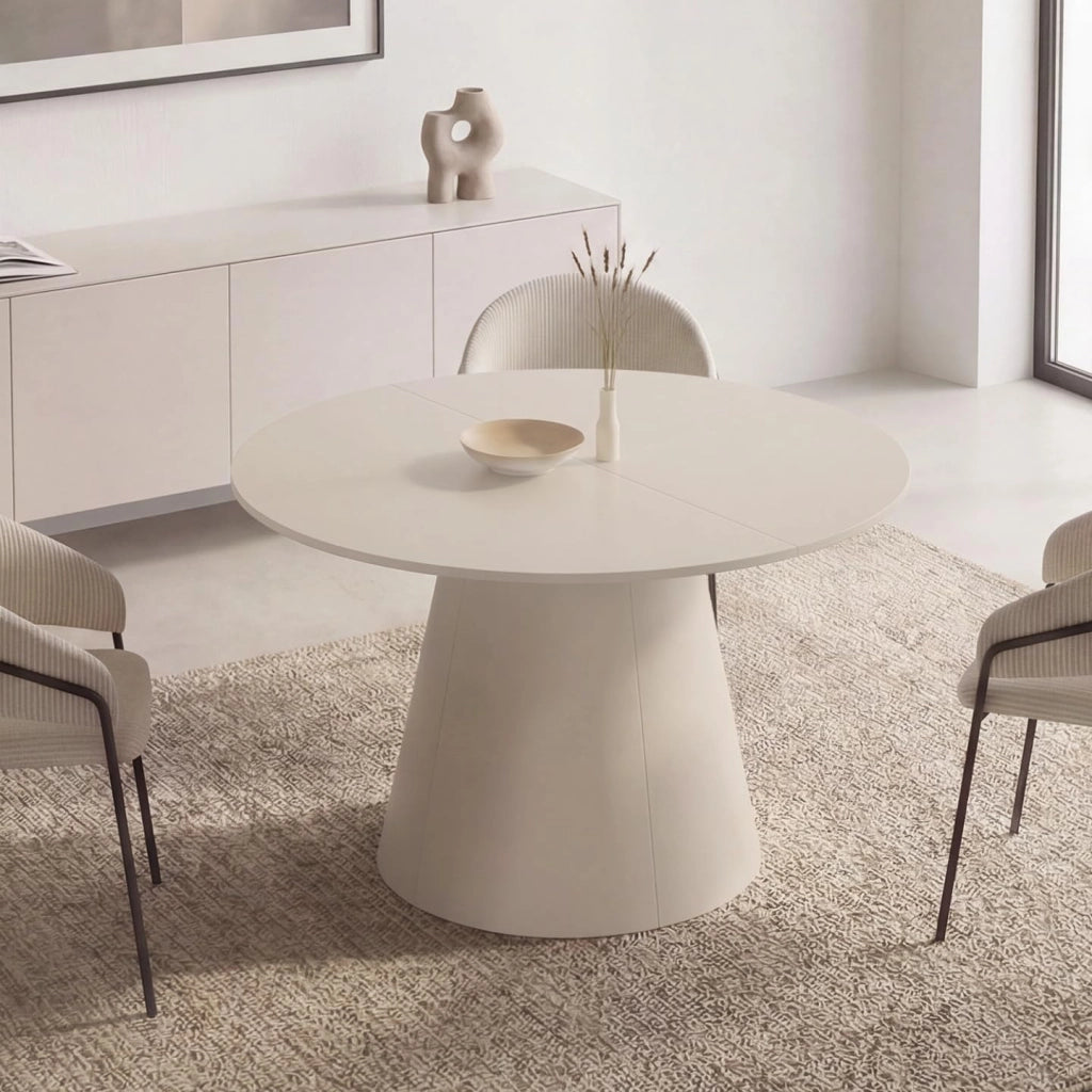 Tavolo da pranzo rotondo allungabile angelo 6 persone legno beige 110-150 cm