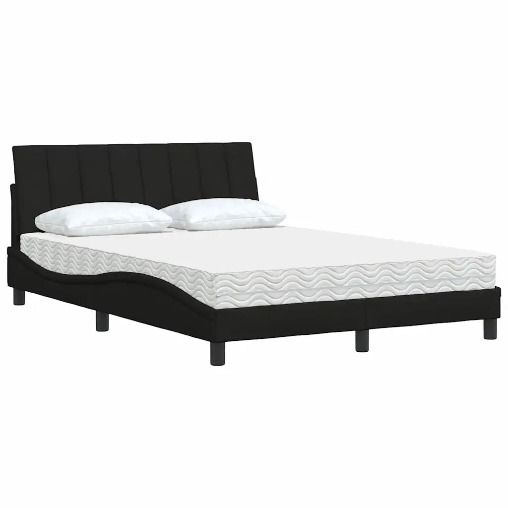 Letto con Materasso Hanko Nero 140x200 cm in Tessuto 3310533